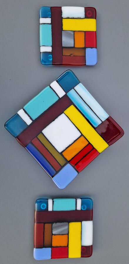 Three Piece Dish Set - Piet Mondrian Style Three Piece Dish Set - Piet Mondrian Style